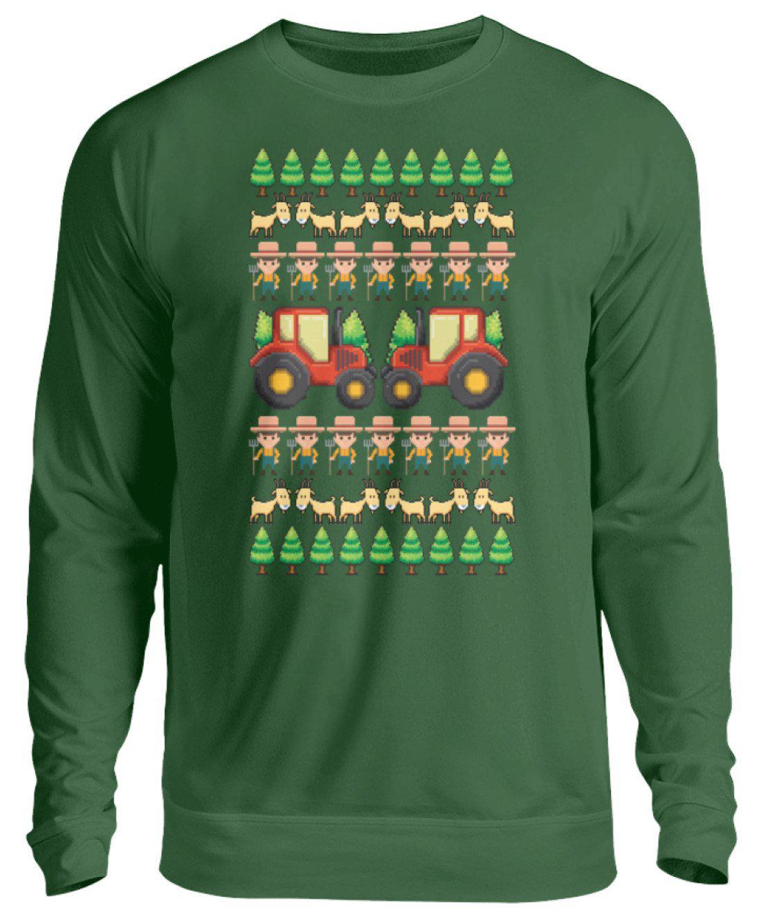 Landwirt Pixel Ugly Christmas · Unisex Sweatshirt Pullover-Unisex Sweatshirt-Bottle Green-S-Agrarstarz