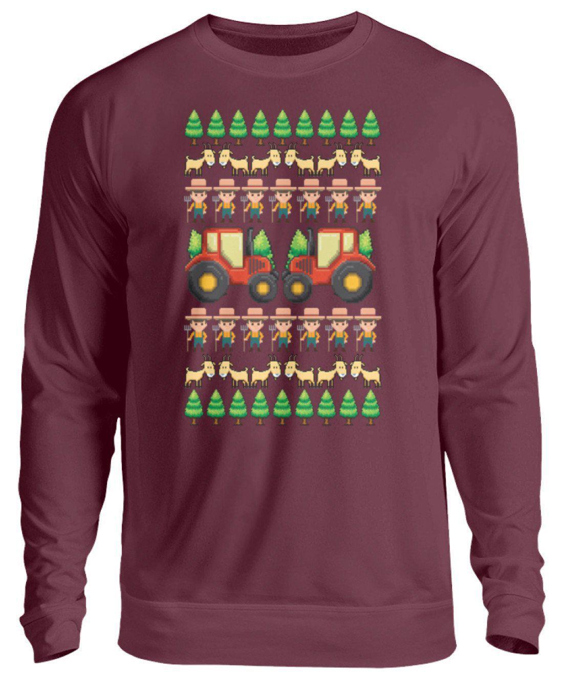 Landwirt Pixel Ugly Christmas · Unisex Sweatshirt Pullover-Unisex Sweatshirt-Burgundy-S-Agrarstarz