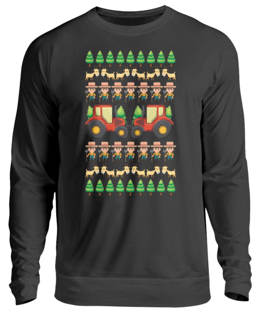 Landwirt Pixel Ugly Christmas · Unisex Sweatshirt Pullover-Unisex Sweatshirt-Jet Black-S-Agrarstarz
