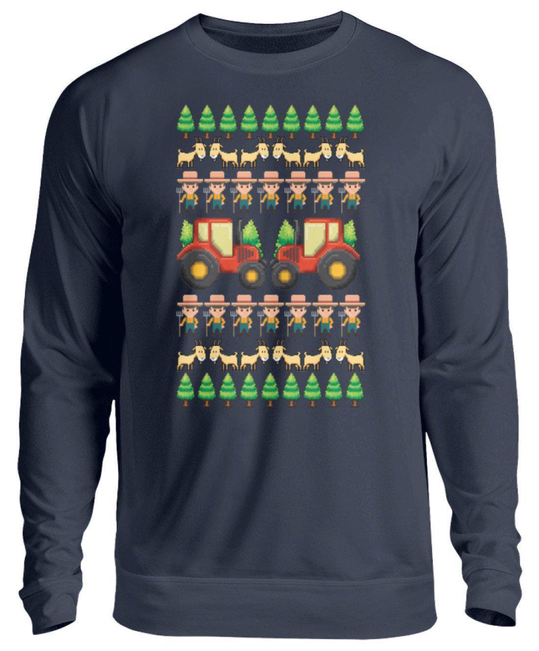 Landwirt Pixel Ugly Christmas · Unisex Sweatshirt Pullover-Unisex Sweatshirt-Oxford Navy-S-Agrarstarz