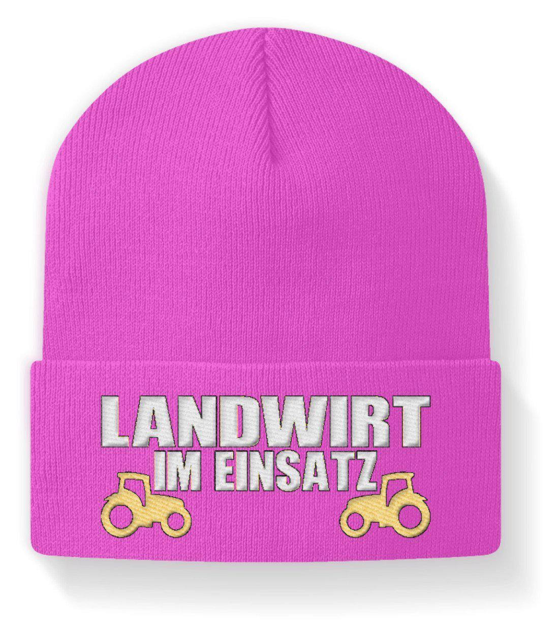 Landwirt im Einsatz · Beanie Mütze-Beanie mit Stick-Fuchsia-M-Agrarstarz