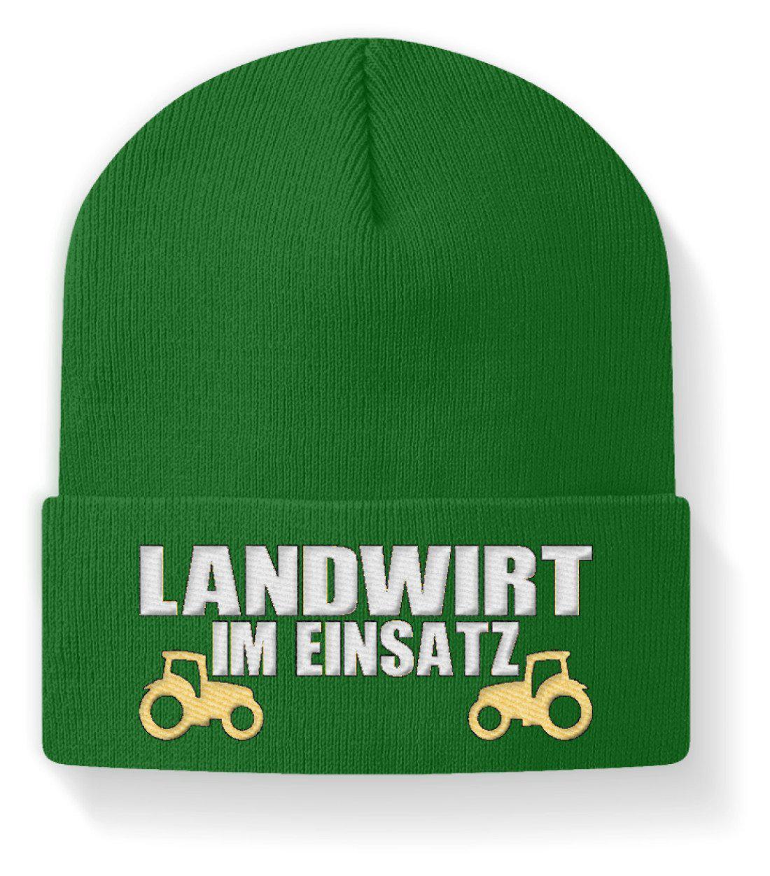 Landwirt im Einsatz · Beanie Mütze-Beanie mit Stick-Kelly Green-M-Agrarstarz