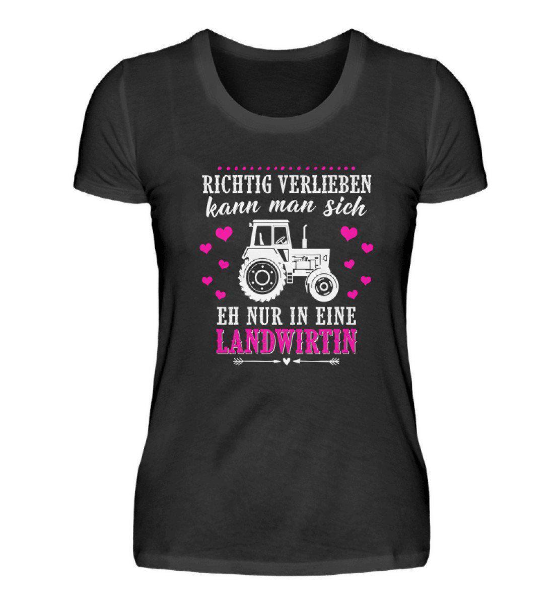 Landwirtin verlieben · Damen T-Shirt-Damen Basic T-Shirt-Black-S-Agrarstarz