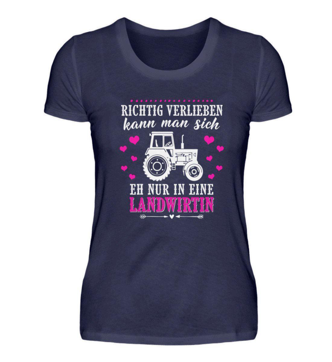 Landwirtin verlieben · Damen T-Shirt-Damen Basic T-Shirt-Navy-S-Agrarstarz