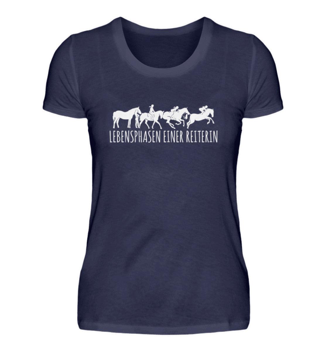 Lebensphasen einer Reiterin · Damen T-Shirt-Damen Basic T-Shirt-Navy-S-Agrarstarz