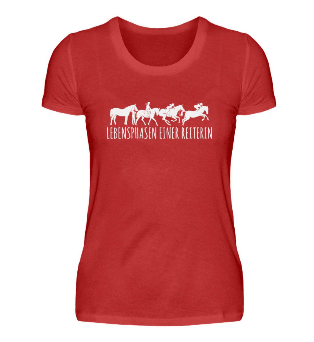 Lebensphasen einer Reiterin · Damen T-Shirt-Damen Basic T-Shirt-Red-S-Agrarstarz