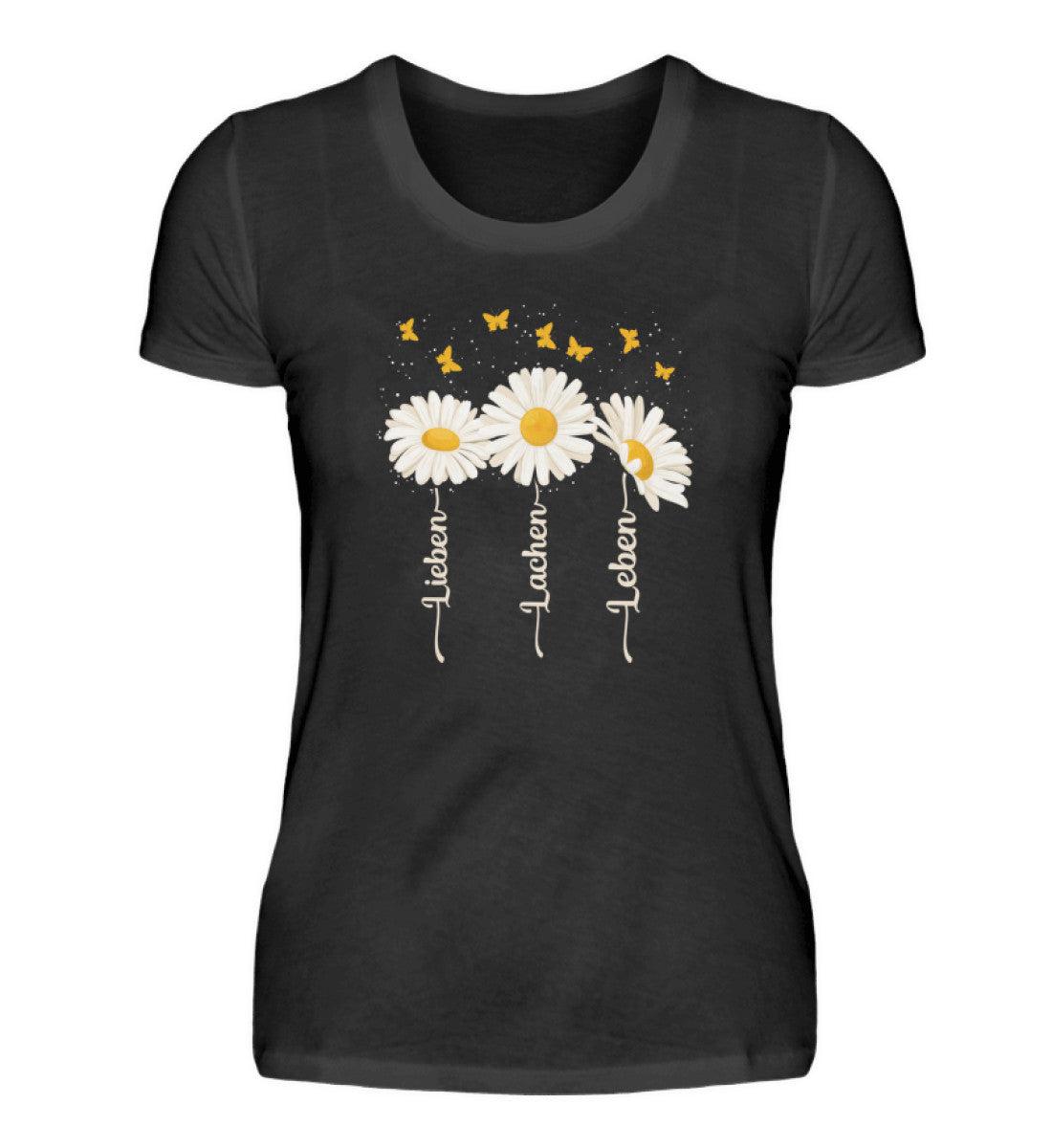 Lieben Lachen Leben Blumen · Damen T-Shirt-Damen Basic T-Shirt-Black-S-Agrarstarz