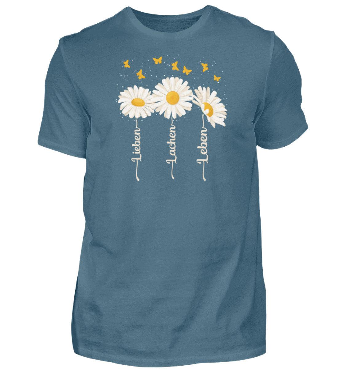 Lieben Lachen Leben Blumen · Herren T-Shirt-Herren Basic T-Shirt-Stone Blue-S-Agrarstarz