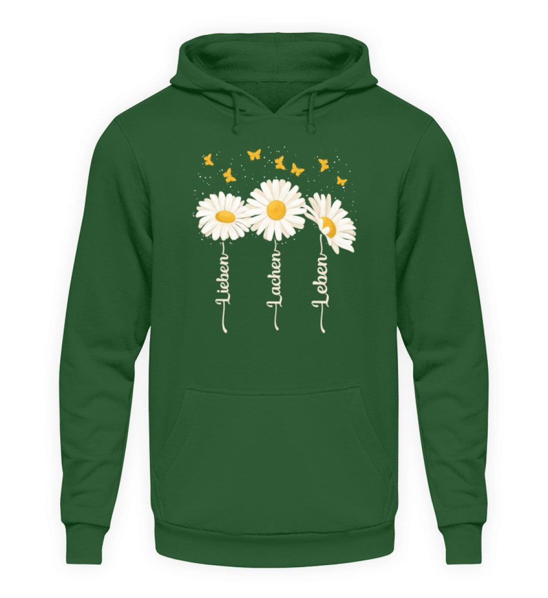 Lieben Lachen Leben Blumen · Unisex Kapuzenpullover Hoodie-Unisex Hoodie-Bottle Green-S-Agrarstarz