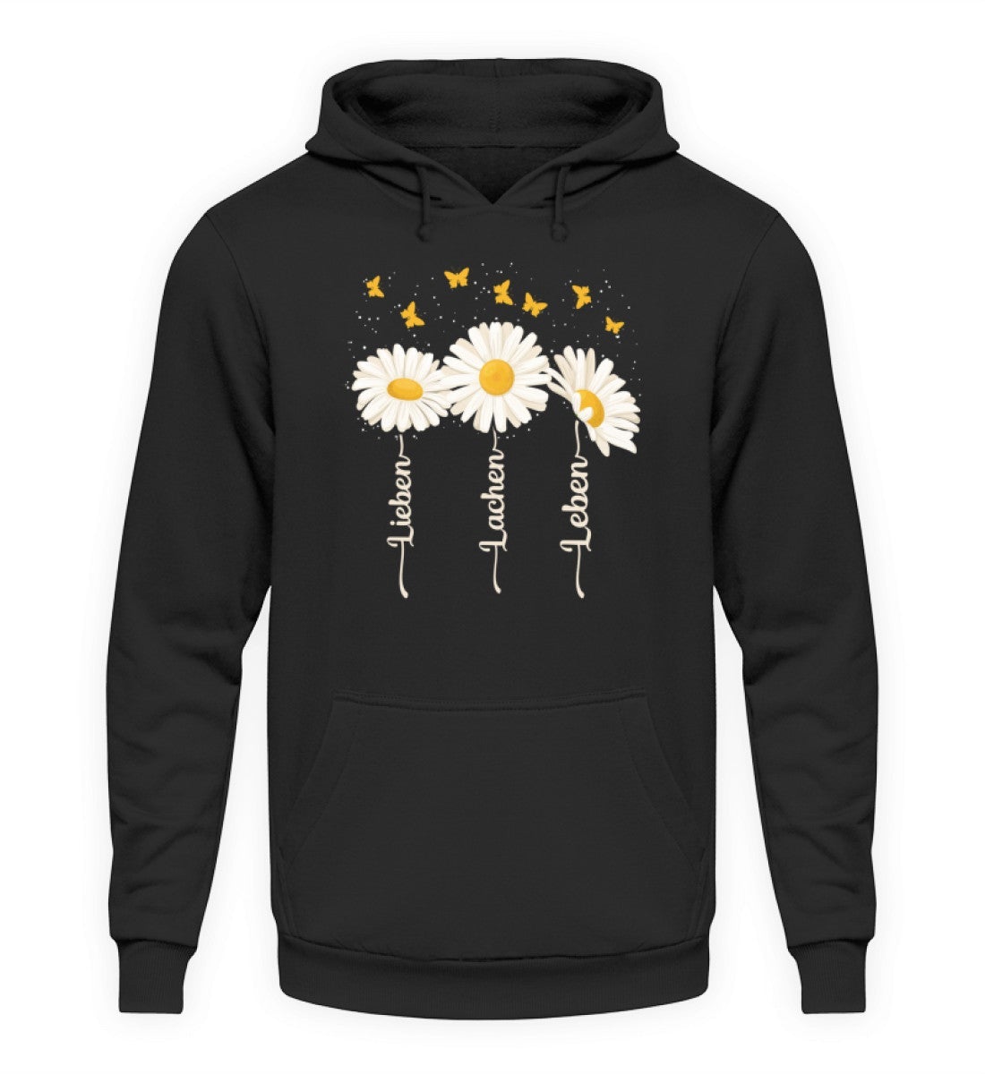 Lieben Lachen Leben Blumen · Unisex Kapuzenpullover Hoodie-Unisex Hoodie-Deep Black-S-Agrarstarz