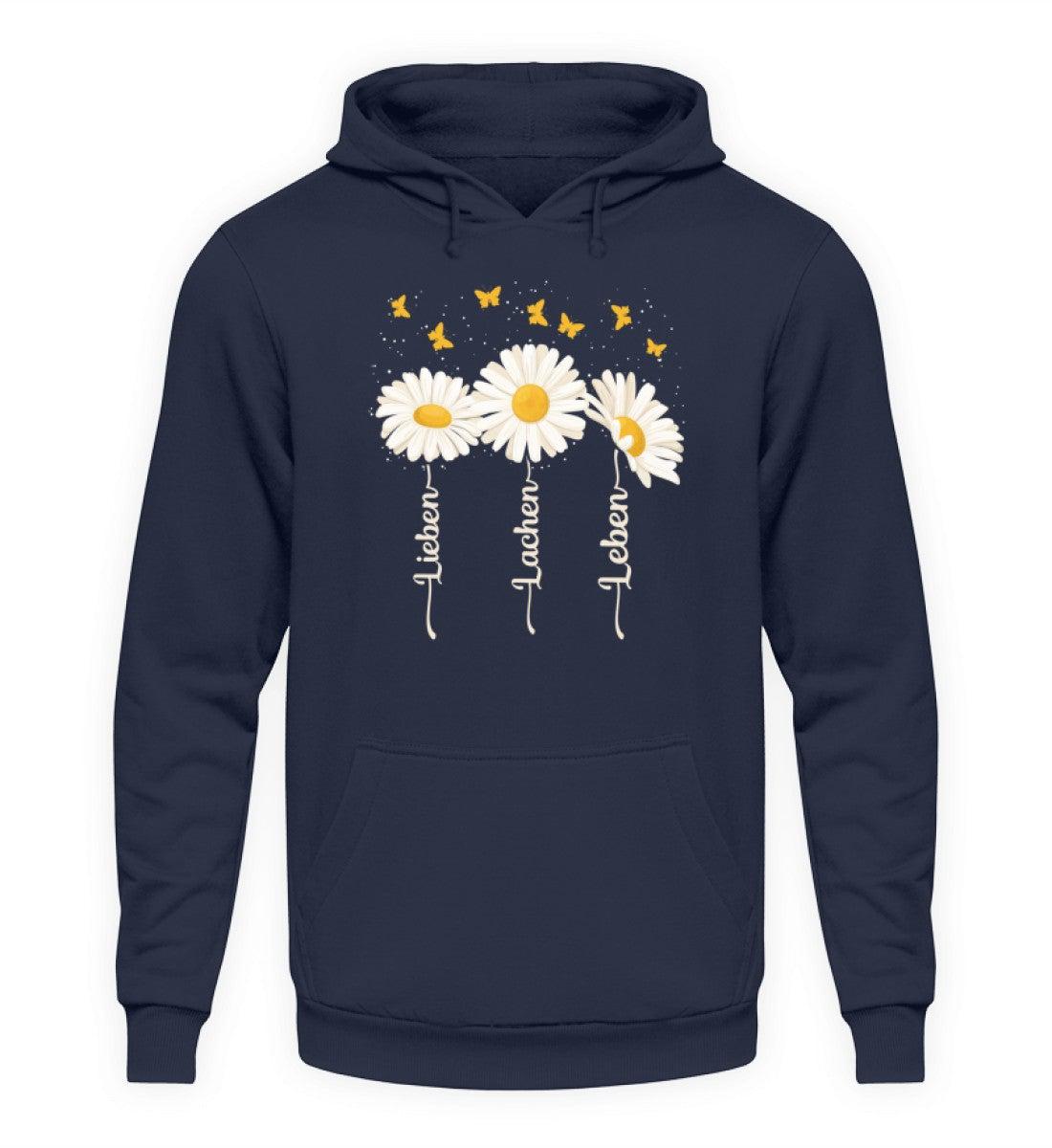 Lieben Lachen Leben Blumen · Unisex Kapuzenpullover Hoodie-Unisex Hoodie-Oxford Navy-S-Agrarstarz