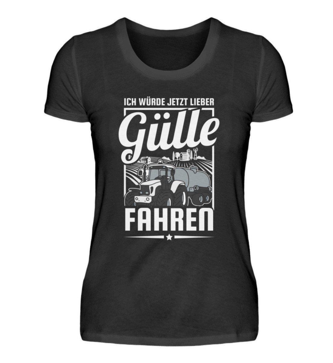 Lieber Gülle fahren · Damen T-Shirt-Damen Basic T-Shirt-Black-S-Agrarstarz