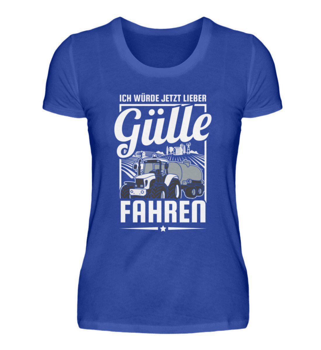 Lieber Gülle fahren · Damen T-Shirt-Damen Basic T-Shirt-Neon Blue-S-Agrarstarz