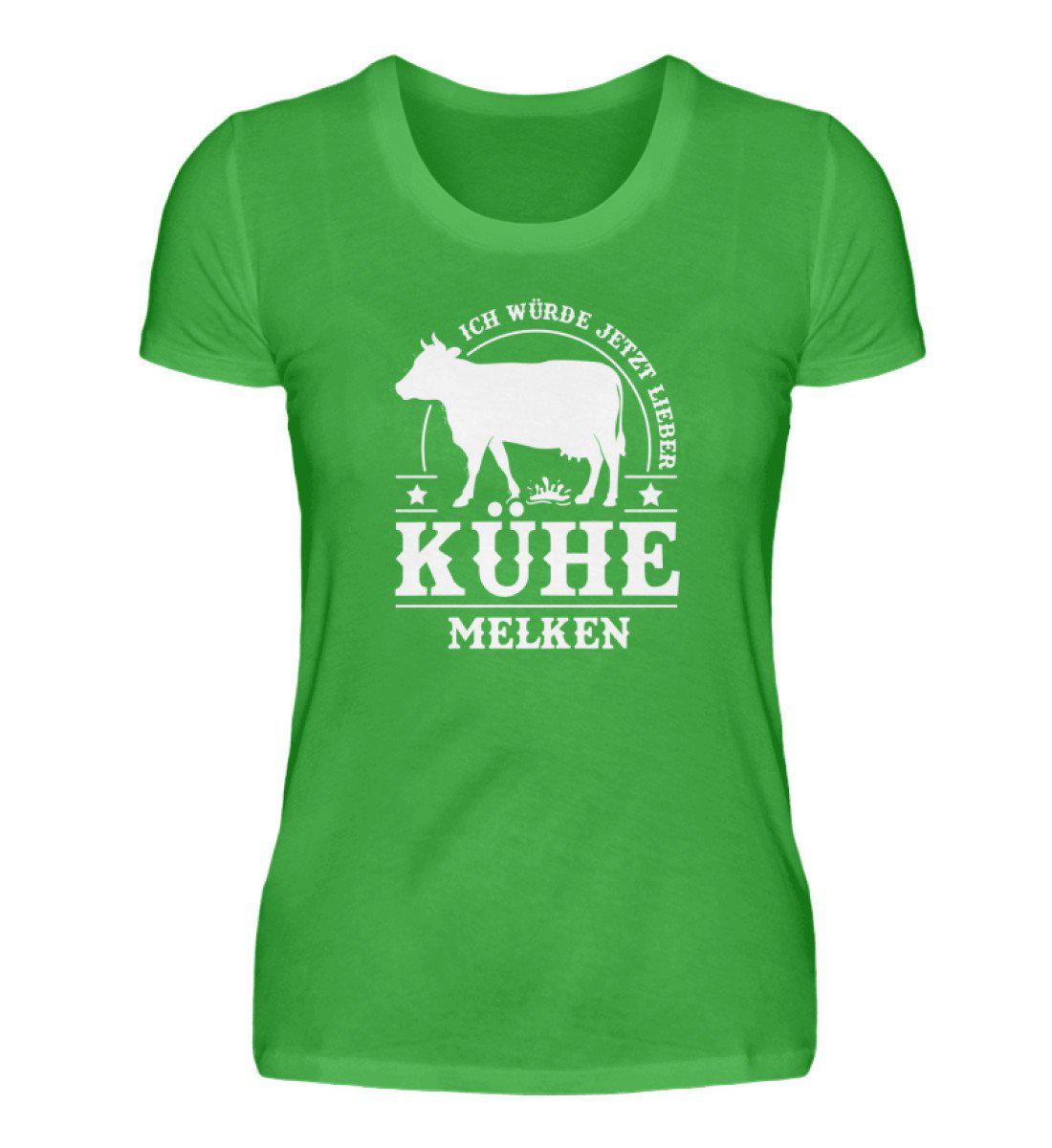 Lieber Kühe melken · Damen T-Shirt-Damen Basic T-Shirt-Green Apple-S-Agrarstarz