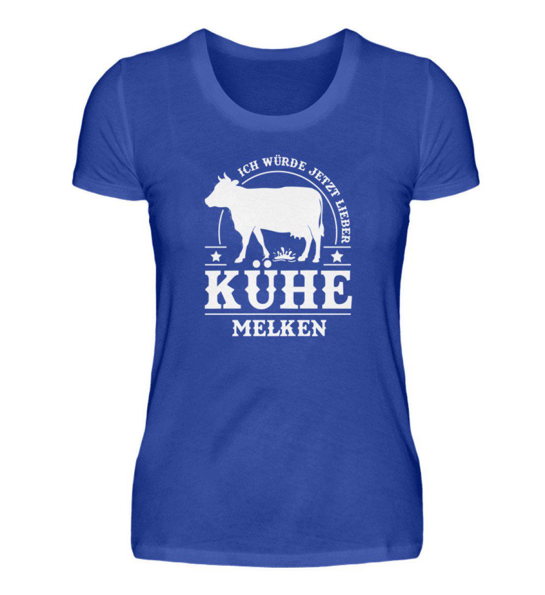 Lieber Kühe melken · Damen T-Shirt-Damen Basic T-Shirt-Neon Blue-S-Agrarstarz