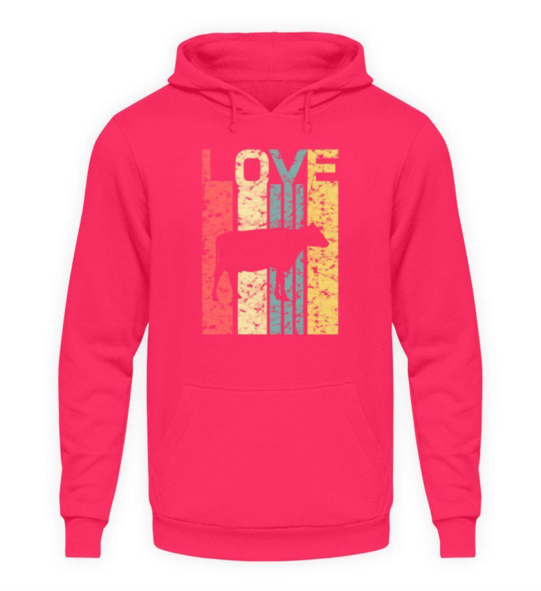 Love Kuh Retro · Unisex Kapuzenpullover Hoodie-Unisex Hoodie-Hot Pink-S-Agrarstarz