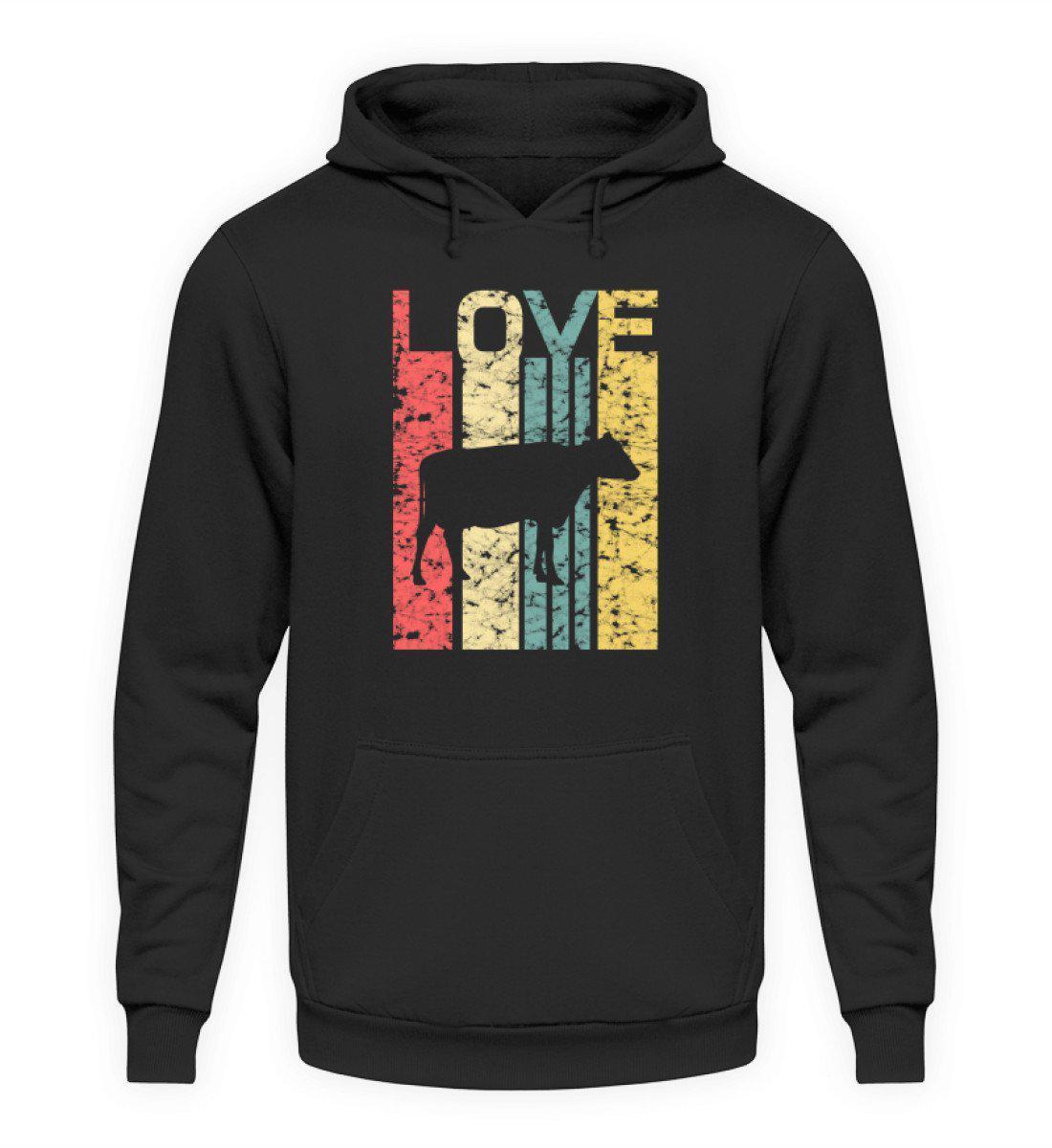 Love Kuh Retro · Unisex Kapuzenpullover Hoodie-Unisex Hoodie-Jet Black-S-Agrarstarz