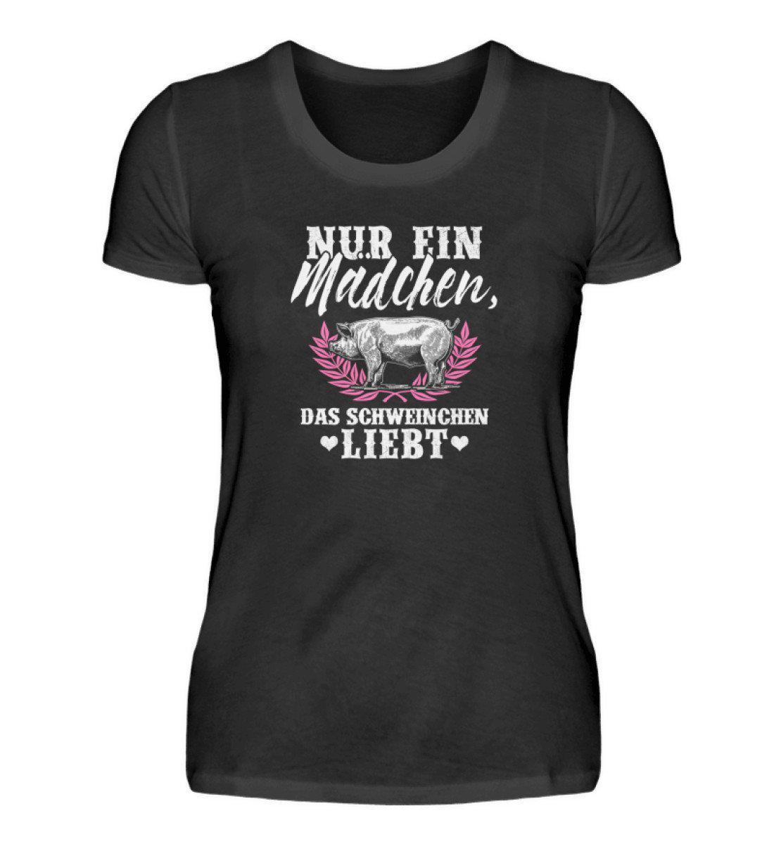 Mädchen liebt Schweinchen · Damen T-Shirt-Damen Basic T-Shirt-Black-S-Agrarstarz