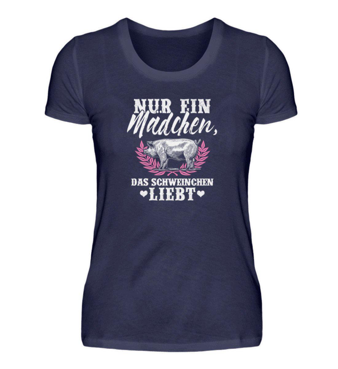 Mädchen liebt Schweinchen · Damen T-Shirt-Damen Basic T-Shirt-Navy-S-Agrarstarz
