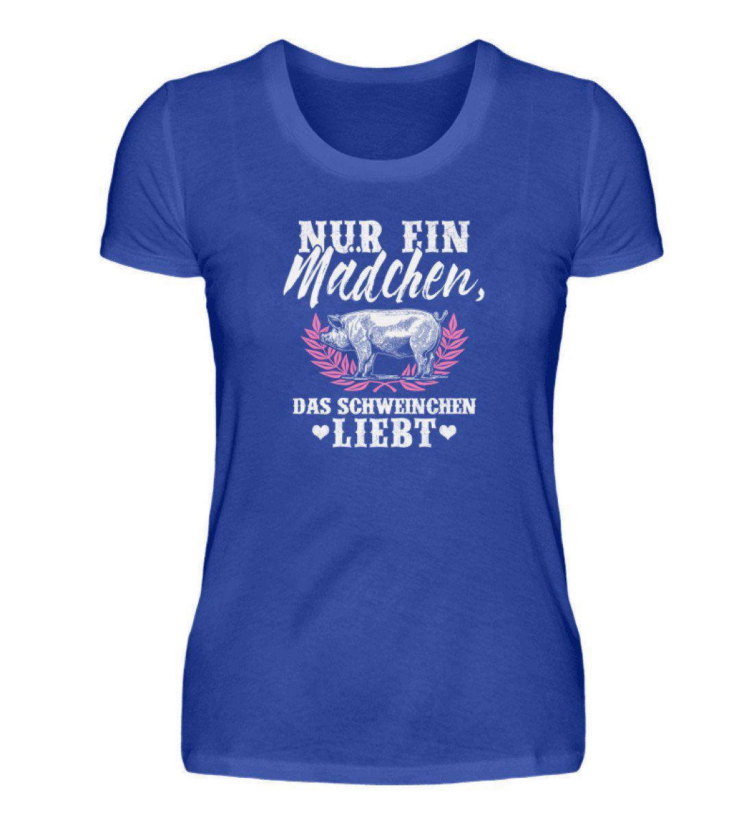 Mädchen liebt Schweinchen · Damen T-Shirt-Damen Basic T-Shirt-Neon Blue-S-Agrarstarz