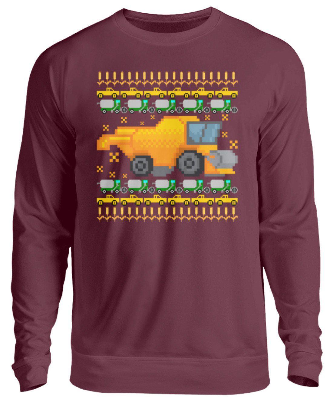 Mähdrescher Pixel Ugly Christmas · Unisex Sweatshirt Pullover-Unisex Sweatshirt-Burgundy-S-Agrarstarz