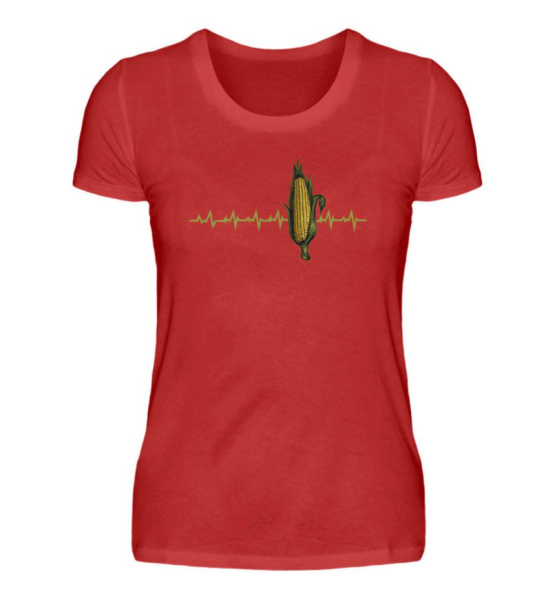 Mais Heartbeat · Damen T-Shirt-Damen Basic T-Shirt-Red-S-Agrarstarz