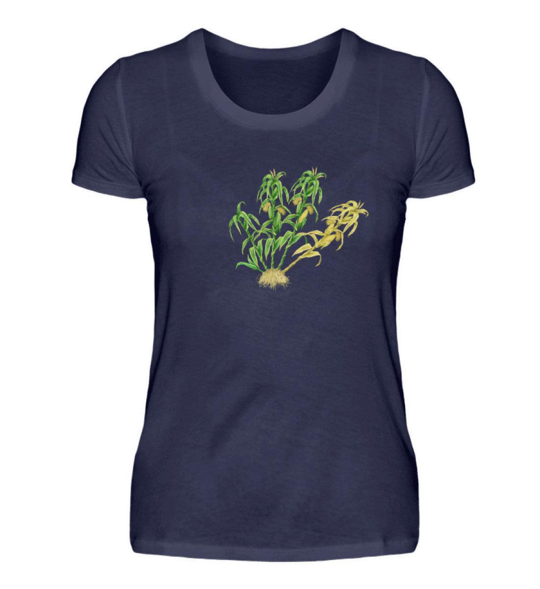 Mais Lebenszyklus · Damen T-Shirt-Damen Basic T-Shirt-Navy-S-Agrarstarz