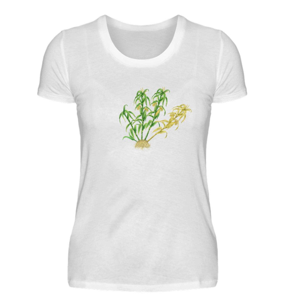 Mais Lebenszyklus · Damen T-Shirt-Damen Basic T-Shirt-White-S-Agrarstarz