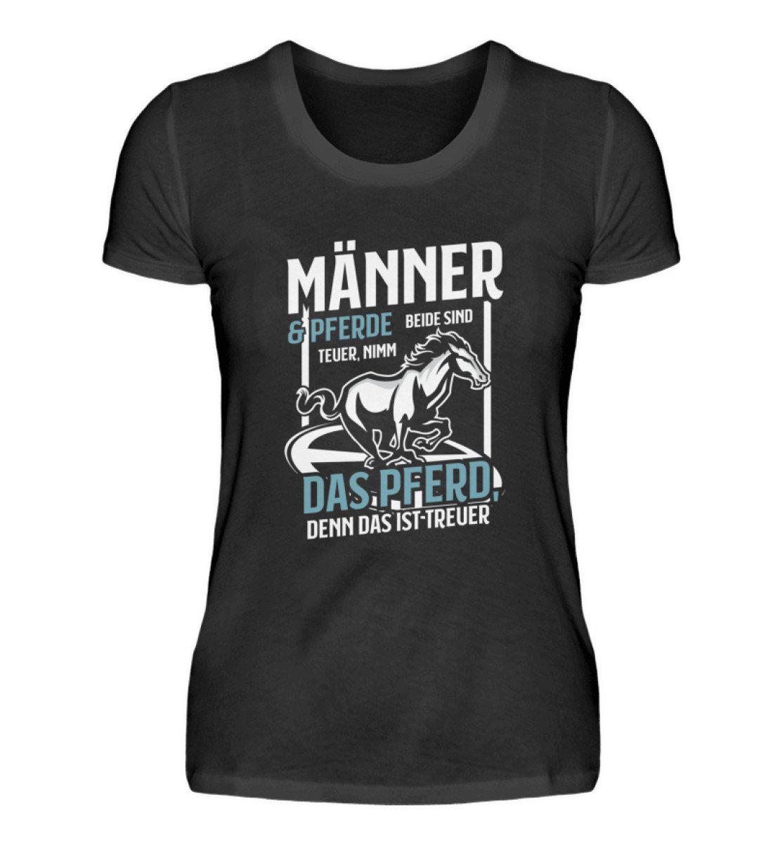 Männer und Pferde teuer · Damen T-Shirt-Damen Basic T-Shirt-Black-S-Agrarstarz