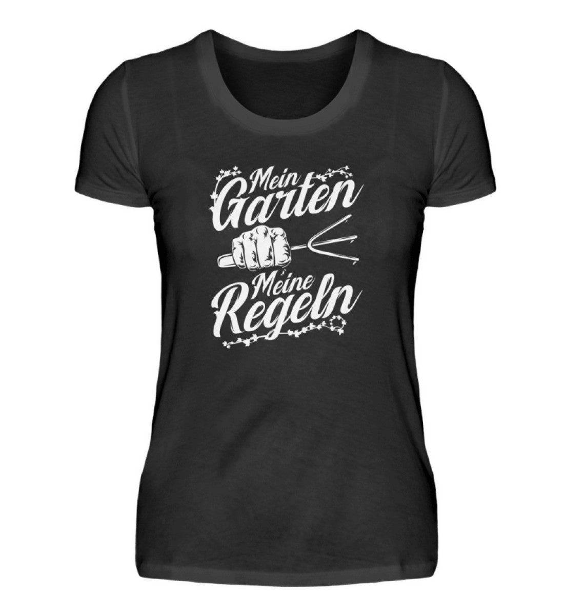Mein Garten meine Regeln · Damen T-Shirt-Damen Basic T-Shirt-Black-S-Agrarstarz