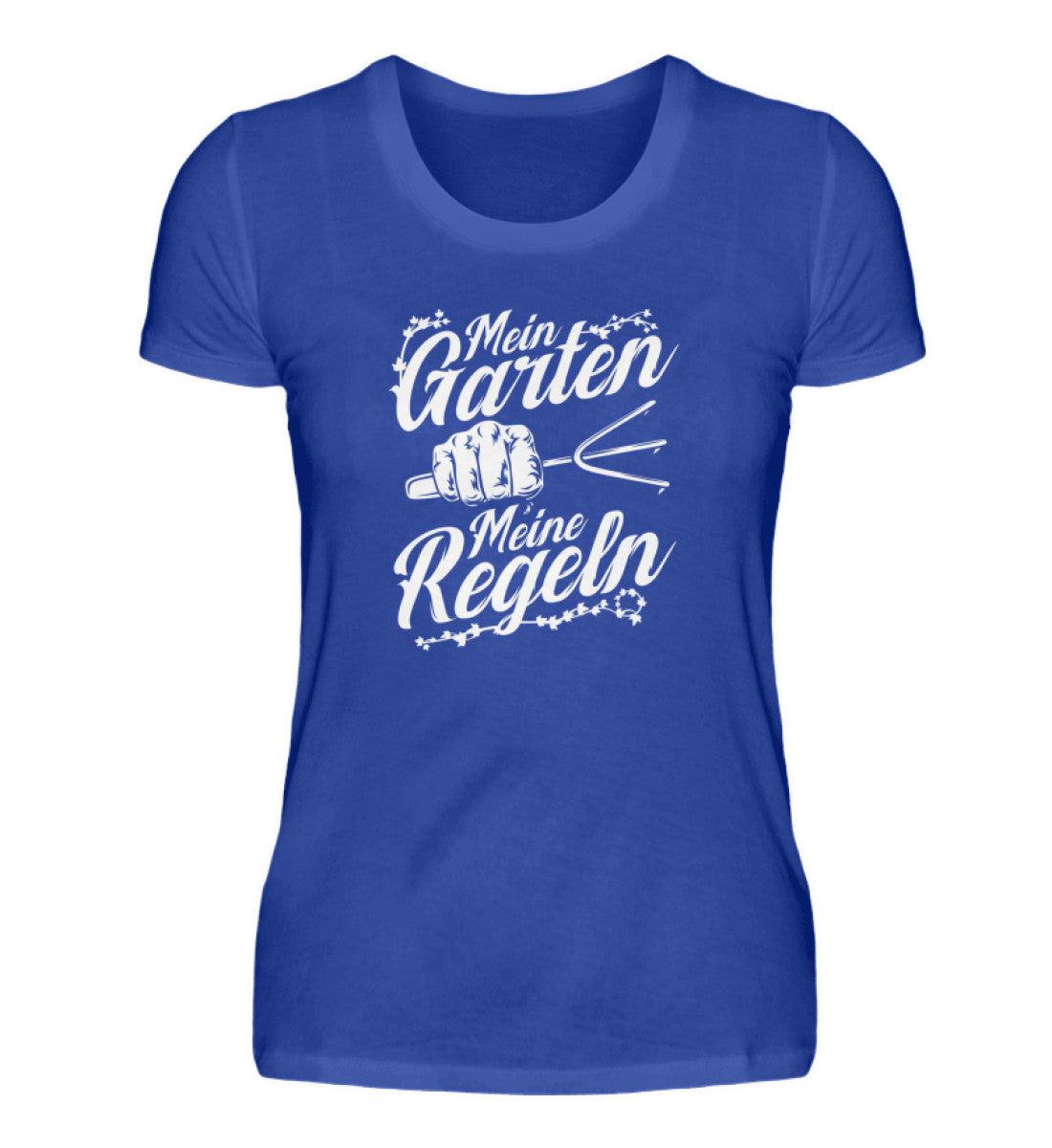 Mein Garten meine Regeln · Damen T-Shirt-Damen Basic T-Shirt-Neon Blue-S-Agrarstarz