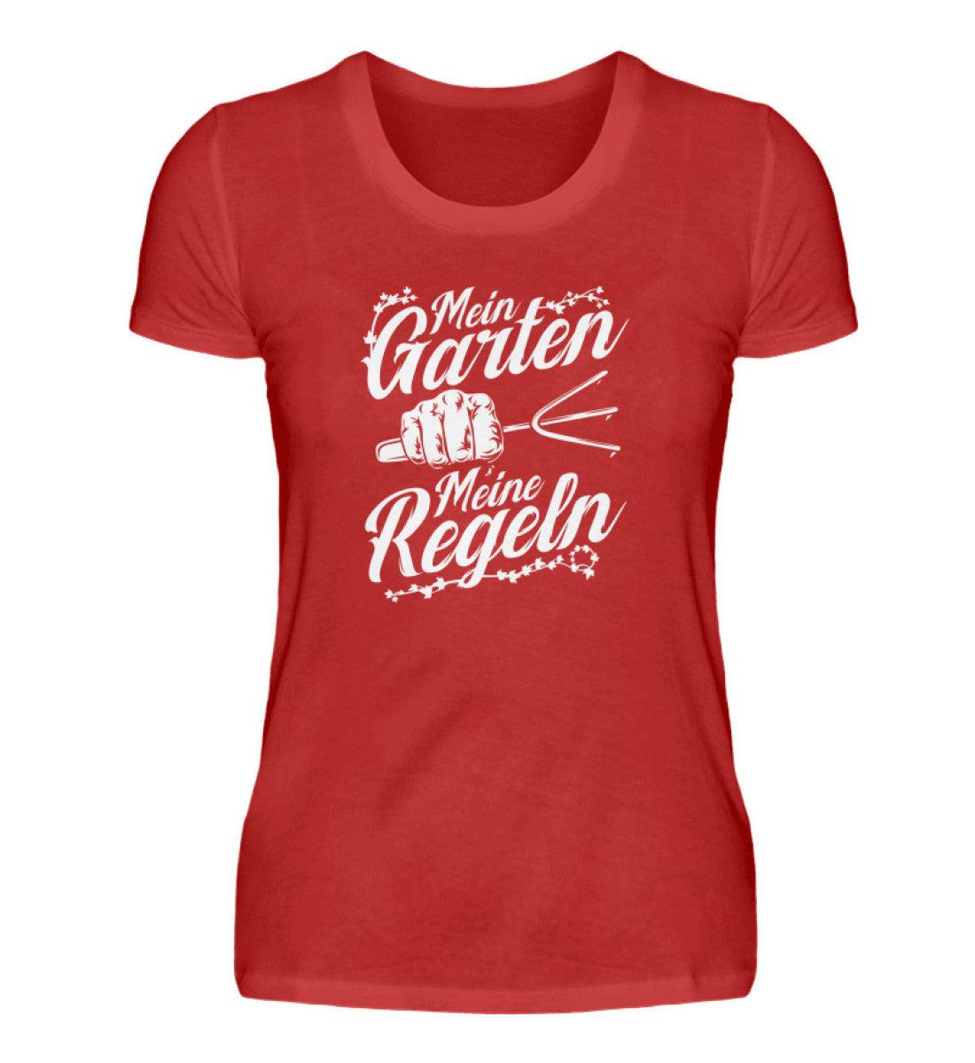 Mein Garten meine Regeln · Damen T-Shirt-Damen Basic T-Shirt-Red-S-Agrarstarz