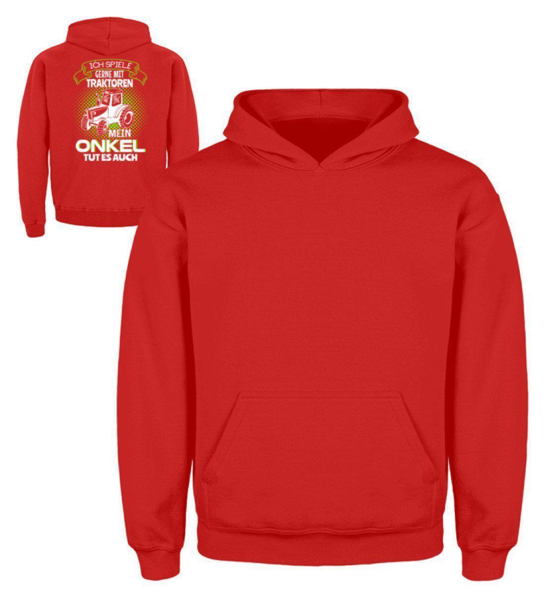 Mein Onkel spielt mit Traktoren · Kinder Kapuzenpullover Hoodie-Kinder Hoodie-Fire Red-3/4 (98/104)-Agrarstarz