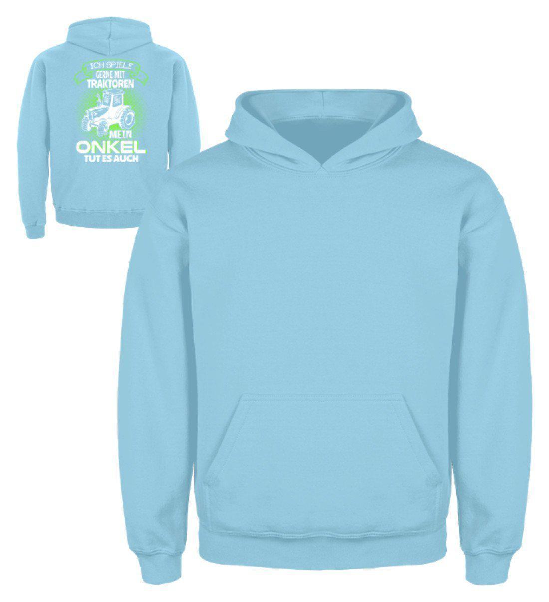 Mein Onkel spielt mit Traktoren · Kinder Kapuzenpullover Hoodie-Kinder Hoodie-Sky Blue-3/4 (98/104)-Agrarstarz