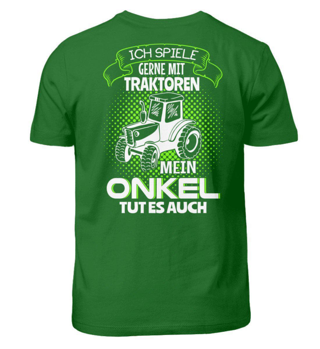 Mein Onkel spielt mit Traktoren (Rückenprint) · Kinder T-Shirt-Kinder T-Shirt-Kelly Green-3/4 (98/104)-Agrarstarz