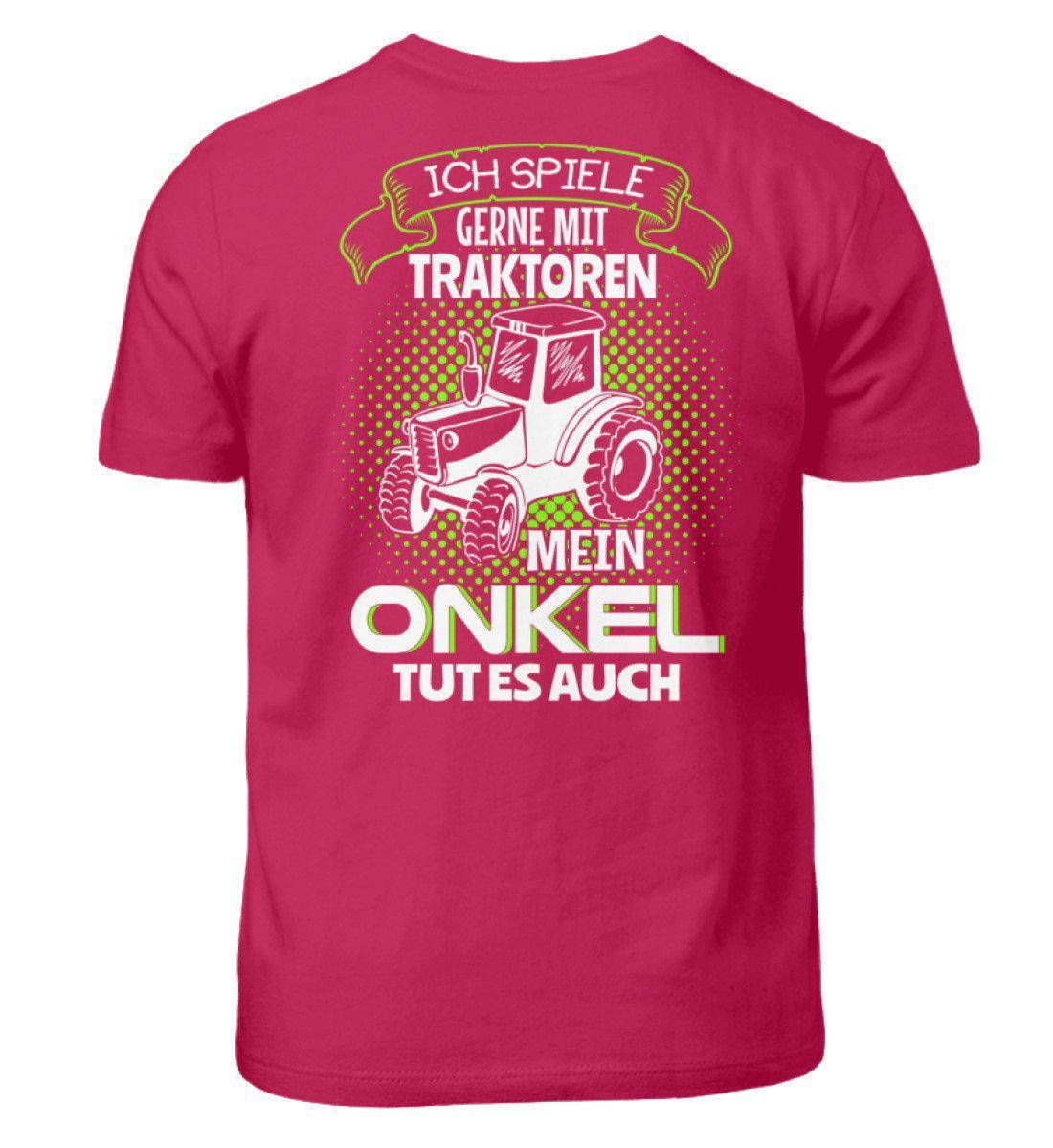 Mein Onkel spielt mit Traktoren (Rückenprint) · Kinder T-Shirt-Kinder T-Shirt-Sorbet-3/4 (98/104)-Agrarstarz