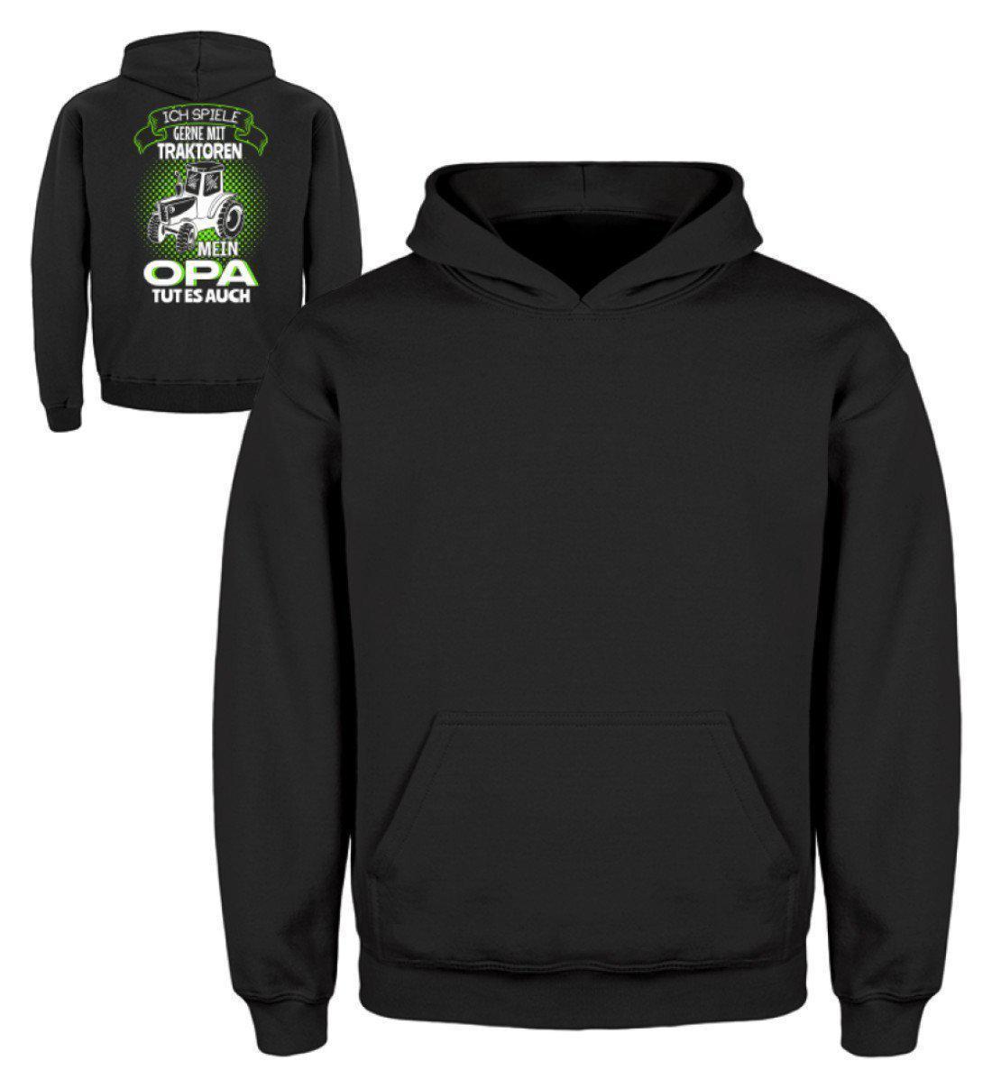 Mein Opa spielt mit Traktoren · Kinder Kapuzenpullover Hoodie-Kinder Hoodie-Jet Black-3/4 (98/104)-Agrarstarz