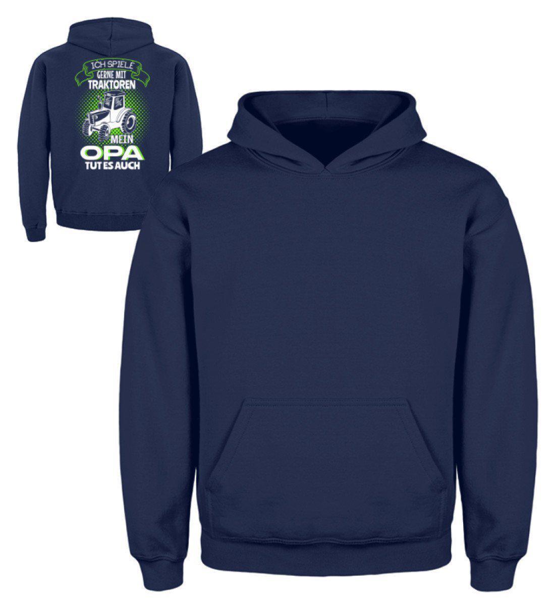 Mein Opa spielt mit Traktoren · Kinder Kapuzenpullover Hoodie-Kinder Hoodie-New French Navy-3/4 (98/104)-Agrarstarz