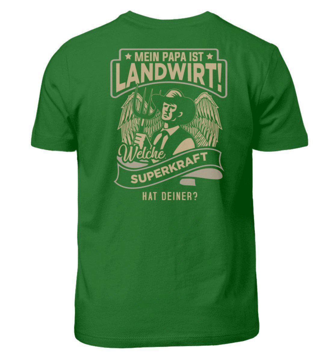 Mein Papa hat Superkraft (Rückenprint) · Kinder T-Shirt-Kinder T-Shirt-Kelly Green-3/4 (98/104)-Agrarstarz