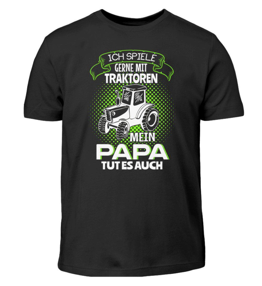 Mein Papa spielt mit Traktoren · Kinder T-Shirt-Kinder T-Shirt-Black-12/14 (152/164)-Agrarstarz