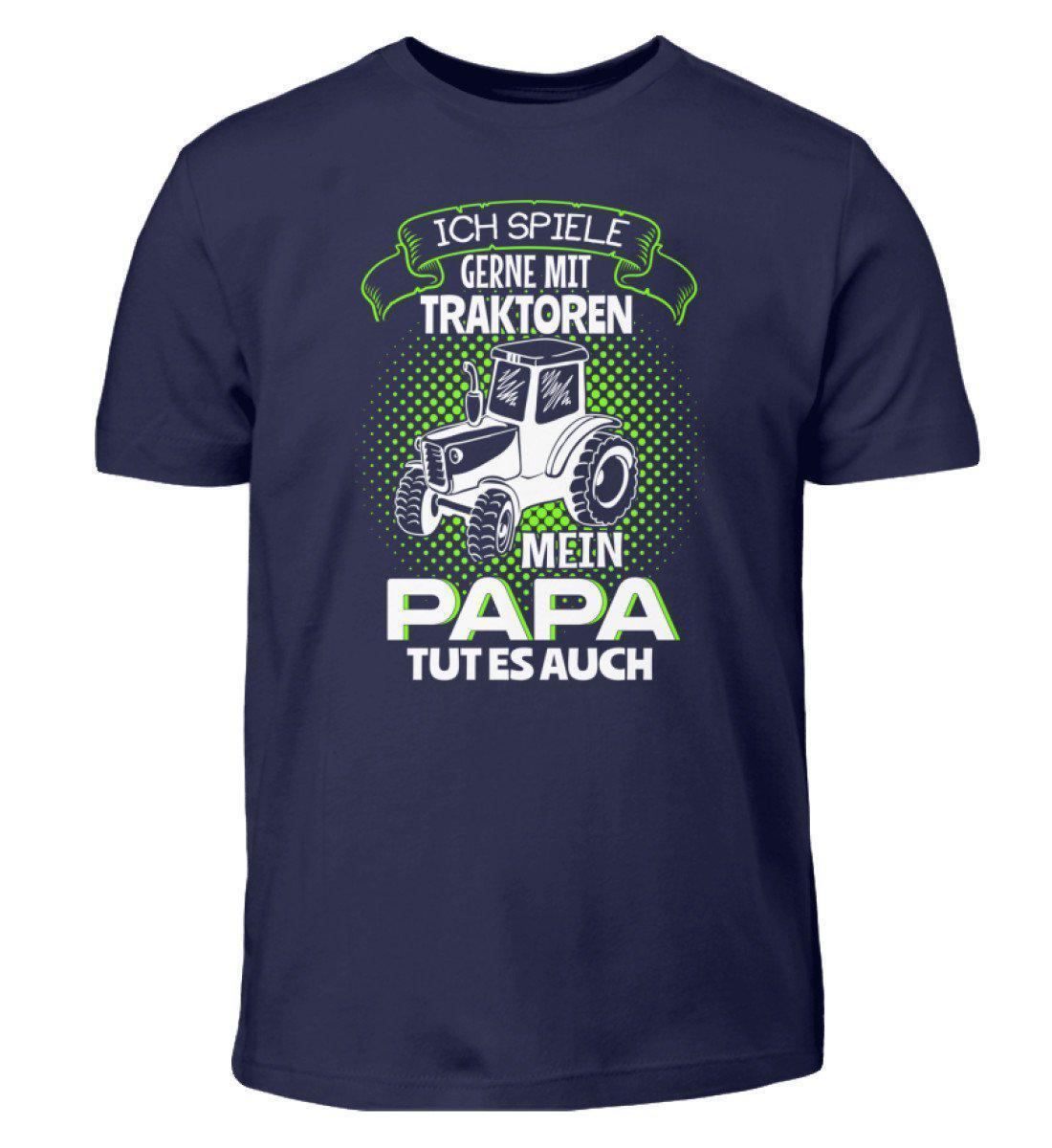 Mein Papa spielt mit Traktoren · Kinder T-Shirt-Kinder T-Shirt-Navy-12/14 (152/164)-Agrarstarz