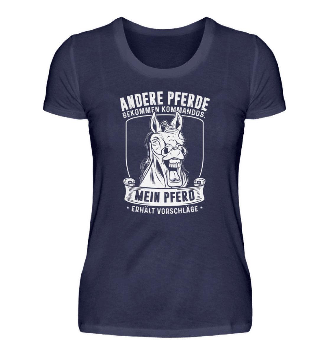 Mein Pferd erhält Vorschläge · Damen T-Shirt-Damen Basic T-Shirt-Navy-S-Agrarstarz