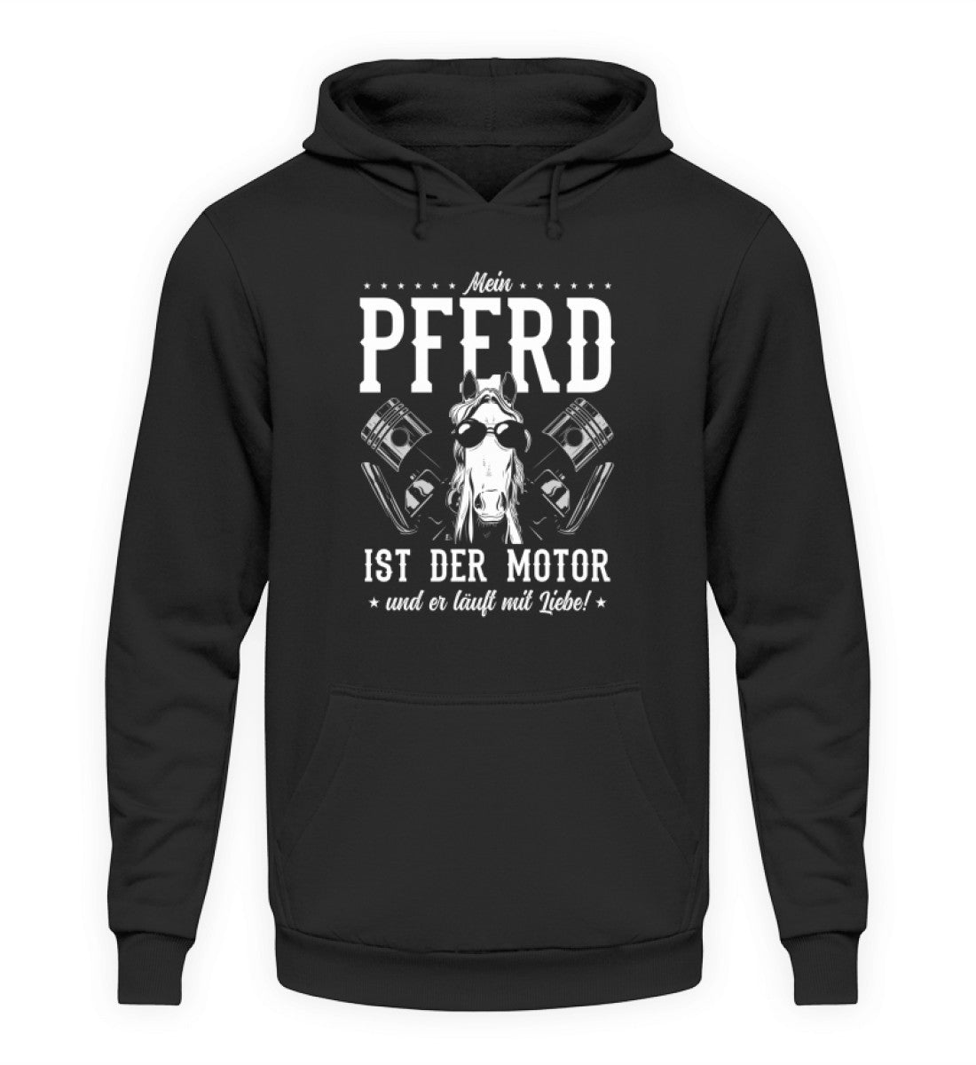 Mein Pferd ist der Motor · Unisex Kapuzenpullover Hoodie-Unisex Hoodie-Deep Black-S-Agrarstarz