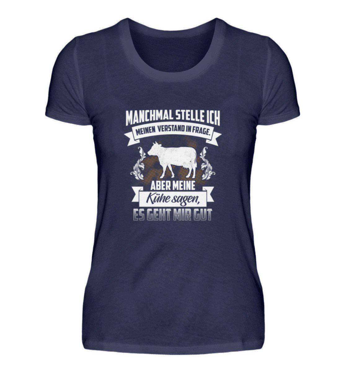 Meine Kühe sagen es geht mir gut · Damen T-Shirt-Damen Basic T-Shirt-Navy-S-Agrarstarz