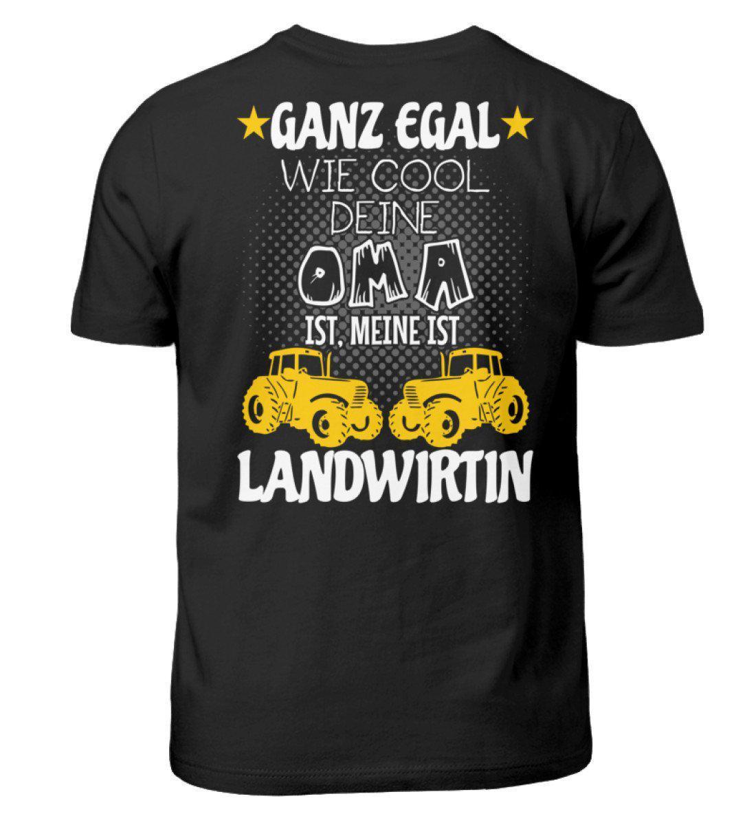 Meine Oma ist Landwirtin (Rückenprint) · Kinder T-Shirt-Kinder T-Shirt-Black-3/4 (98/104)-Agrarstarz