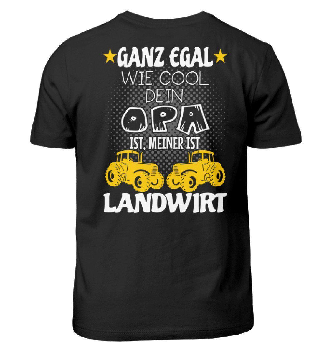 Meine Opa ist Landwirt (Rückenprint) · Kinder T-Shirt-Kinder T-Shirt-Black-3/4 (98/104)-Agrarstarz