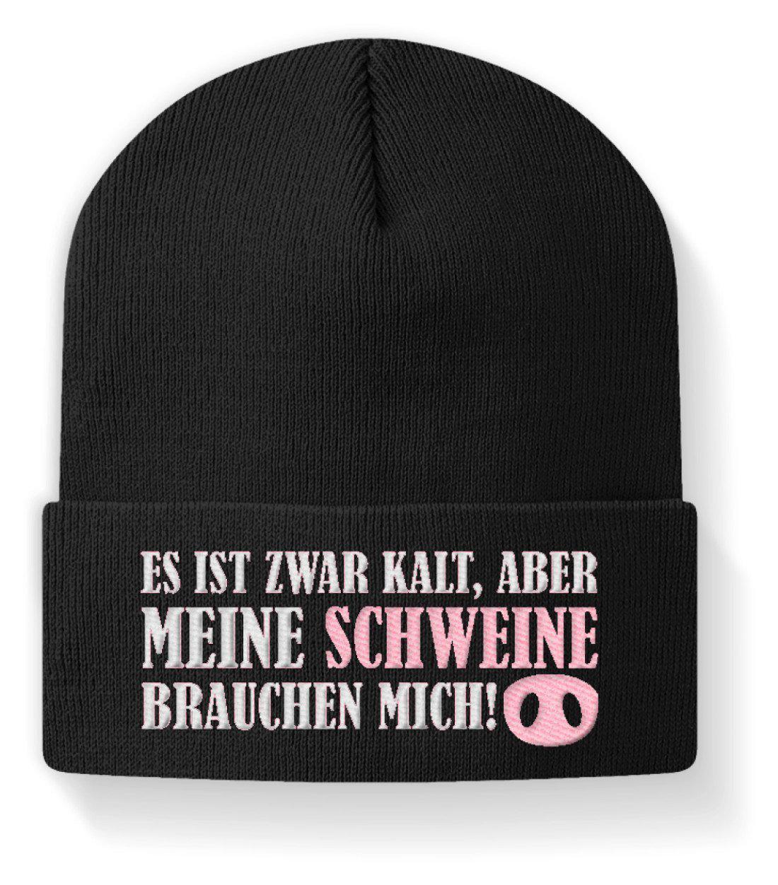 Meine Schweine brauchen mich · Beanie Mütze-Beanie mit Stick-Black-M-Agrarstarz