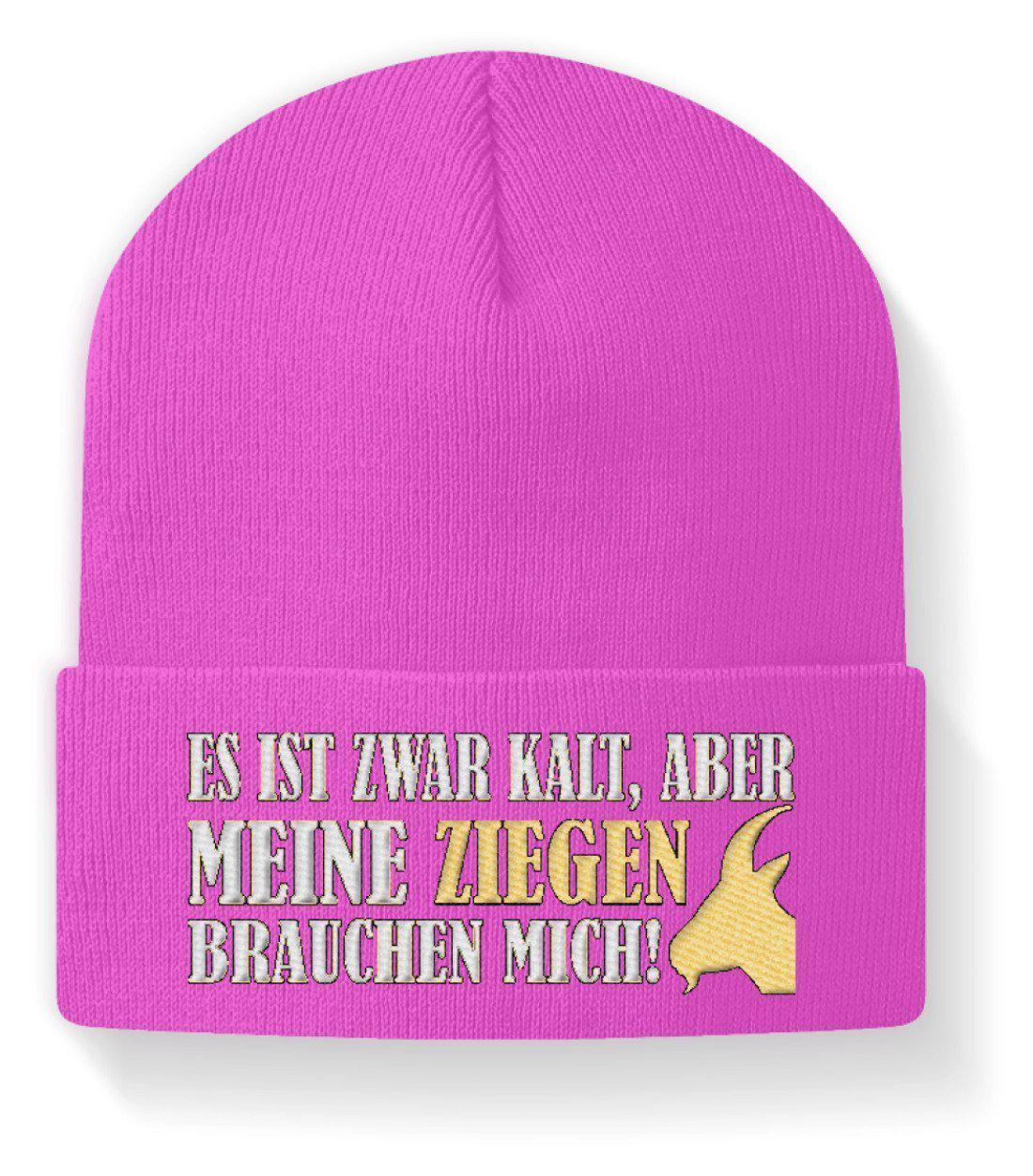 Meine Ziegen brauchen mich · Beanie Mütze-Beanie mit Stick-Fuchsia-M-Agrarstarz