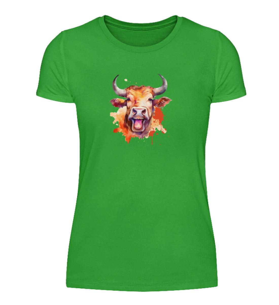 Muhende Kuh Wasserfarben · Damen T-Shirt-Damen Basic T-Shirt-Green Apple-S-Agrarstarz
