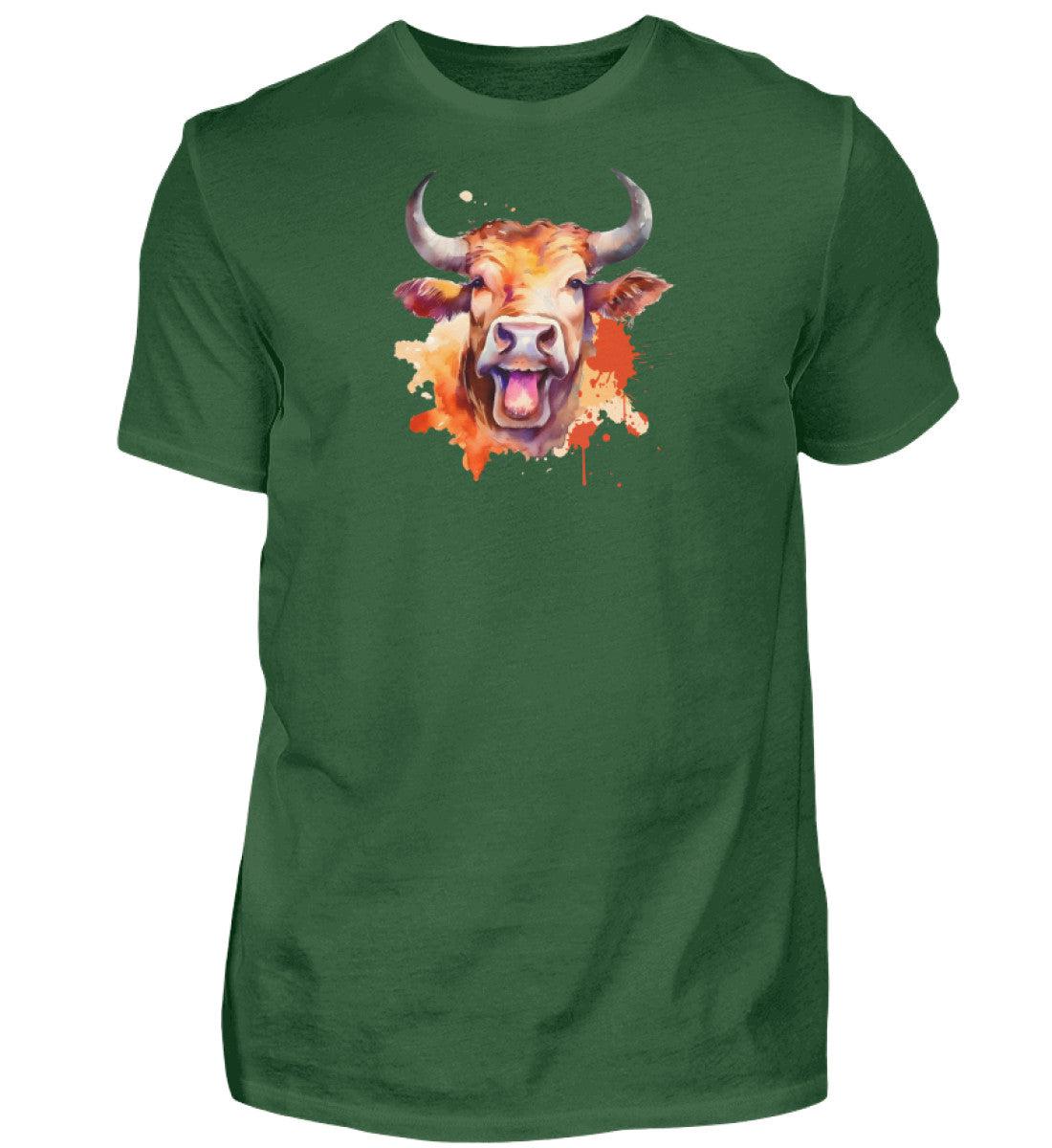 Muhende Kuh Wasserfarben · Herren T-Shirt-Herren Basic T-Shirt-Bottle Green-S-Agrarstarz